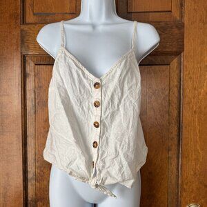 Abercrombie & Fitch Natural White Spaghetti Strap Crop Top Medium